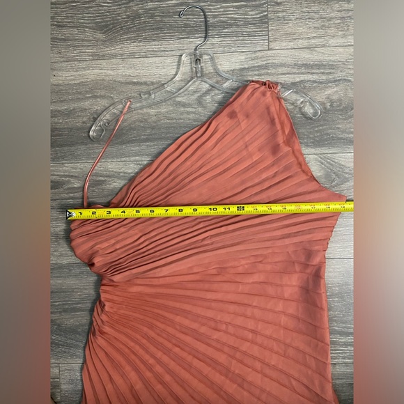 NWT Banana Republic Gorgeous One Shoulder Pleated Coral Pink Asymmetric Dress 12 - Picture 13 of 13
